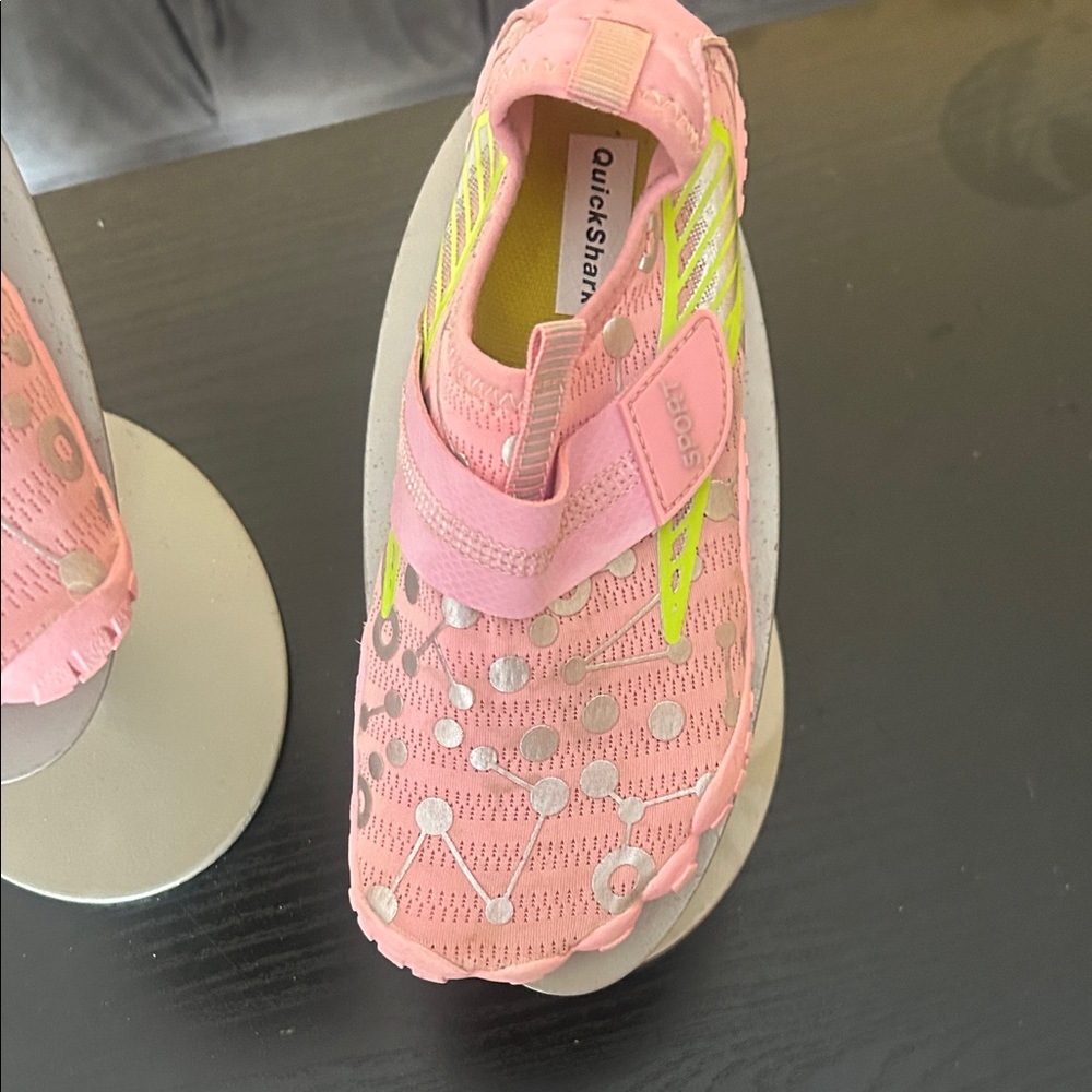 Kids Water Shoes - Pink with Neon green and silver Accents - Picture 3 of 14